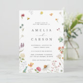 Whimsical Wildflower Meadow Wedding Invitation Kaart (Staand voorkant)