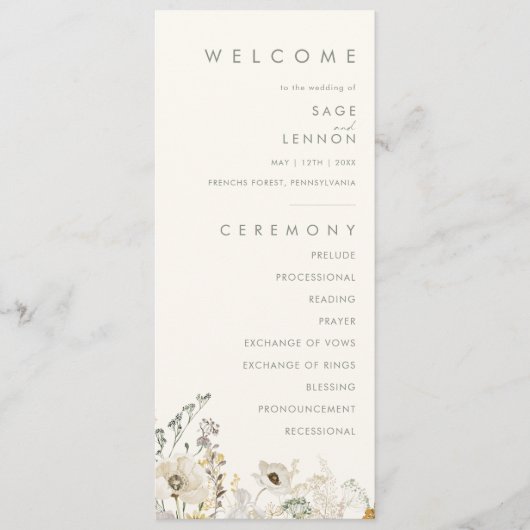 Whimsical Wildflower | Programma Ivory Wedding (Voorkant)