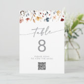 Whimsical Wildflower QR Code Table Numbers Kaart (Staand voorkant)