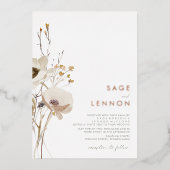 Whimsical Wildflower | Roos Gold Folie Uitnodiging (Voorkant)