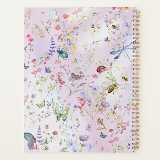 Whimsical Wildflower Roze Bruiloft Planner (Achterkant)