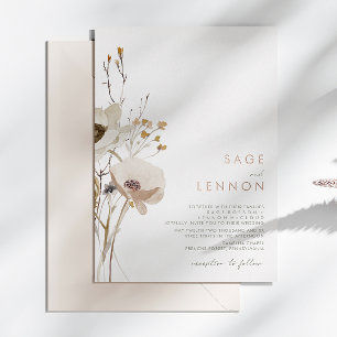 Whimsical Wildflower Roze Goud Folie Uitnodiging