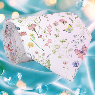 Whimsical Wildflower Roze Stropdas