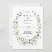 Whimsical Wildflower Rustieke bruiloft uitnodiging (Voorkant)