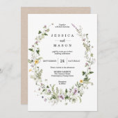Whimsical Wildflower Rustieke bruiloft uitnodiging (Voorkant / Achterkant)