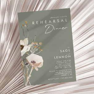 Whimsical Wildflower   Sage Green Rehearings Dinne Kaart