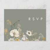 Whimsical Wildflower | Sage Green Wedding RSVP Briefkaart (Voorkant)