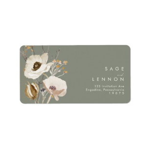 Whimsical Wildflower Sage Wedding RSVP-adres Etiket