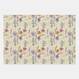 Whimsical Wildflower Seamless Pattern Inpakpapier Vel