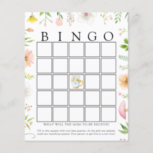 Whimsical Wildflower Tea Baby Bingo Game Kaart