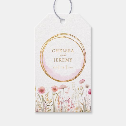 Whimsical Wildflower Waterverf Design bruiloft Cadeaulabel (Voorkant)