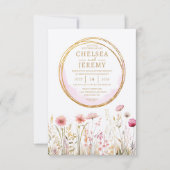 Whimsical Wildflower Waterverf Design bruiloft Kaart (Voorkant)