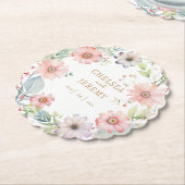 Whimsical Wildflower Waterverf Design bruiloft Kartonnen Onderzetters (Gekanteld)