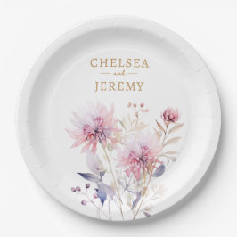 Whimsical Wildflower Waterverf Design bruiloft Papieren Bordje