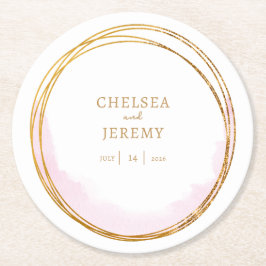 Whimsical Wildflower Waterverf Design bruiloft Ronde Kartonnen Onderzetter