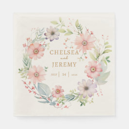 Whimsical Wildflower Waterverf Design bruiloft Servet