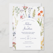 Whimsical Wildflower Waterverf Elegant Bruiloft Kaart (Voorkant)