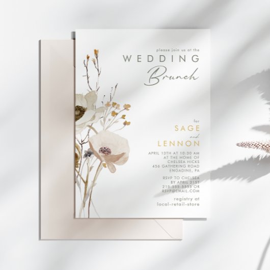 Whimsical Wildflower Wedding Brunch Invitation Kaart