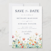 Whimsical Wildflower Wedding Save The Date (Voorkant)