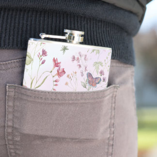 Whimsical Wildflower Wedding Vinyl Verpakte Flask Heupfles