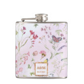 Whimsical Wildflower Wedding Vinyl Verpakte Flask Heupfles (Voorkant)