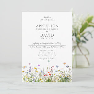 Whimsical Wildflowers Vlinders bruiloft Kaart