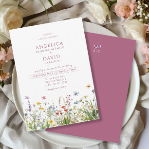 Whimsical Wildflowers Vlinders bruiloft Kaart