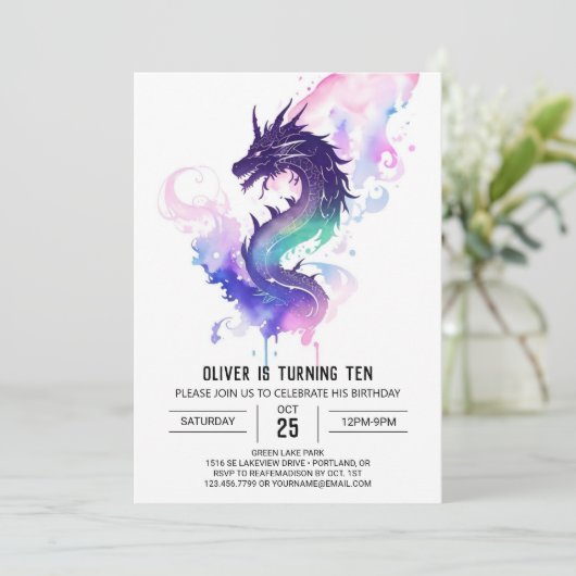 Whimsical Wings and Scales Dragon Verjaardag Kaart (Staand voorkant)