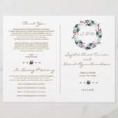 Whimsical Winter Berries Wreath Wedding Programme (Devant)