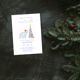 Whimsical Winter Bosland IJsbeer Baby Shower Kaart