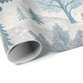 Whimsical Winter Castle Landschap in blauw en grij Cadeaupapier (Rol Hoek)