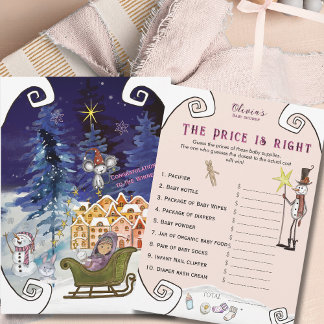 Whimsical Winter Fairy Price is Right Baby Shower Kaart