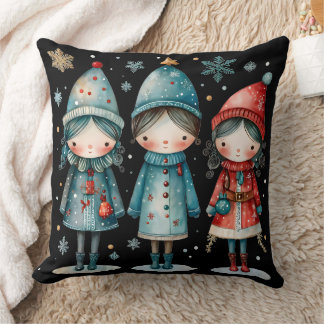 Whimsical Winter Family Throw Pillow Kussen