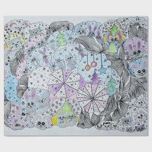 "Whimsical Winter Forest" Artistiek Handgetekend C Cadeaupapier