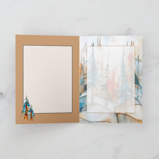 Whimsical Winter Forest Christmas Feestdagen Kaart (Binnen)