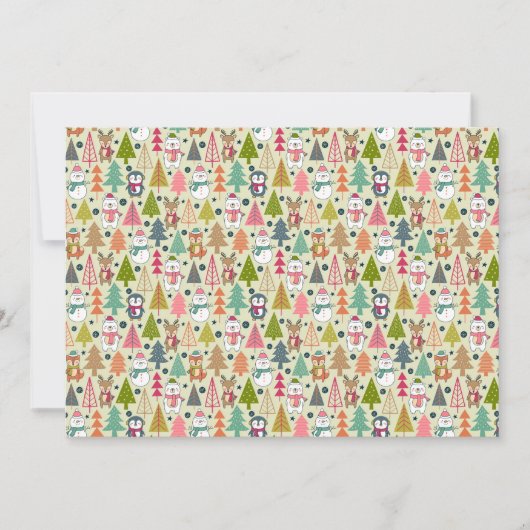 Whimsical Winter Forest Friends Feestdagenkaart (Voorkant)