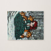 Whimsical Winter Fox Forest Kerstmis Fantasy Art Legpuzzel (Horizontaal)