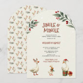 Whimsical Winter Goose Christmas Jingle Party Kaart (Voorkant / Achterkant)