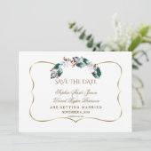 Whimsical Winter Heilige Berries redt de datum Save The Date (Staand voorkant)