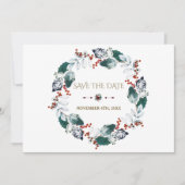 Whimsical Winter Heilige Berries redt de datum Save The Date (Voorkant)