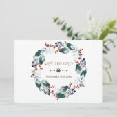 Whimsical Winter Heilige Berries redt de datum Save The Date (Staand voorkant)