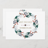 Whimsical Winter Heilige Berries redt de datum Save The Date (Voorkant / Achterkant)