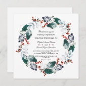 Whimsical Winter Heilige Bessen Krans Huwelijk Kaart (Voorkant / Achterkant)