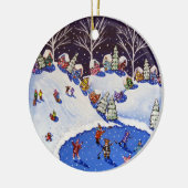Whimsical Winter Ice Skaters Sled Riders Ornament (Links)