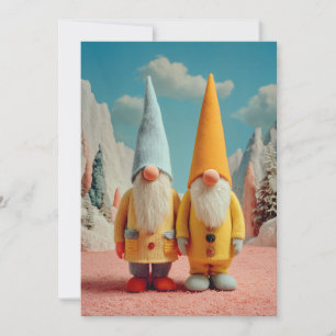 Whimsical Winter Kerstkabouter Paar Feestdagenkaart