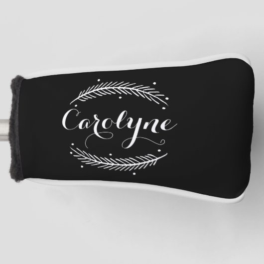 Whimsical Winter Krans Zwart Gepersonaliseerd I Golfheadcover (Voorkant)