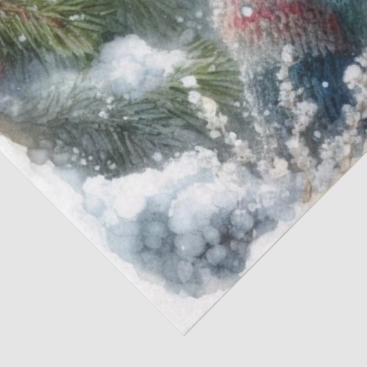 Whimsical Winter Mouse Kerstbos Decoupage Tissuepapier (Detail)