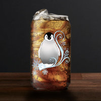 Whimsical Winter Pinguïn Art Nouveau Sneeuwvlokken