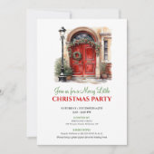 Whimsical Winter scene holiday party invitation (Devant)
