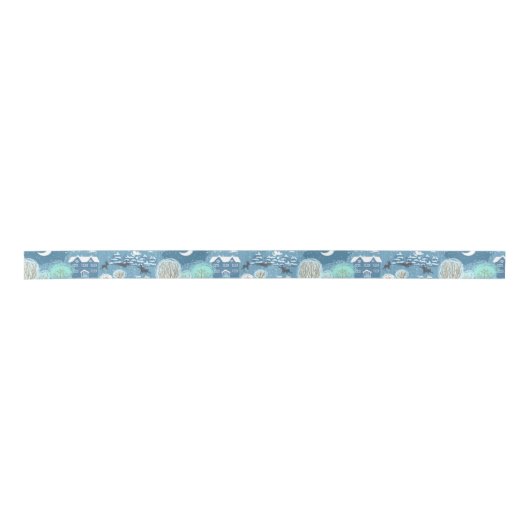 Whimsical Winter Scene in Blues 1,5-inch breedbeel Lint (Voorkant)